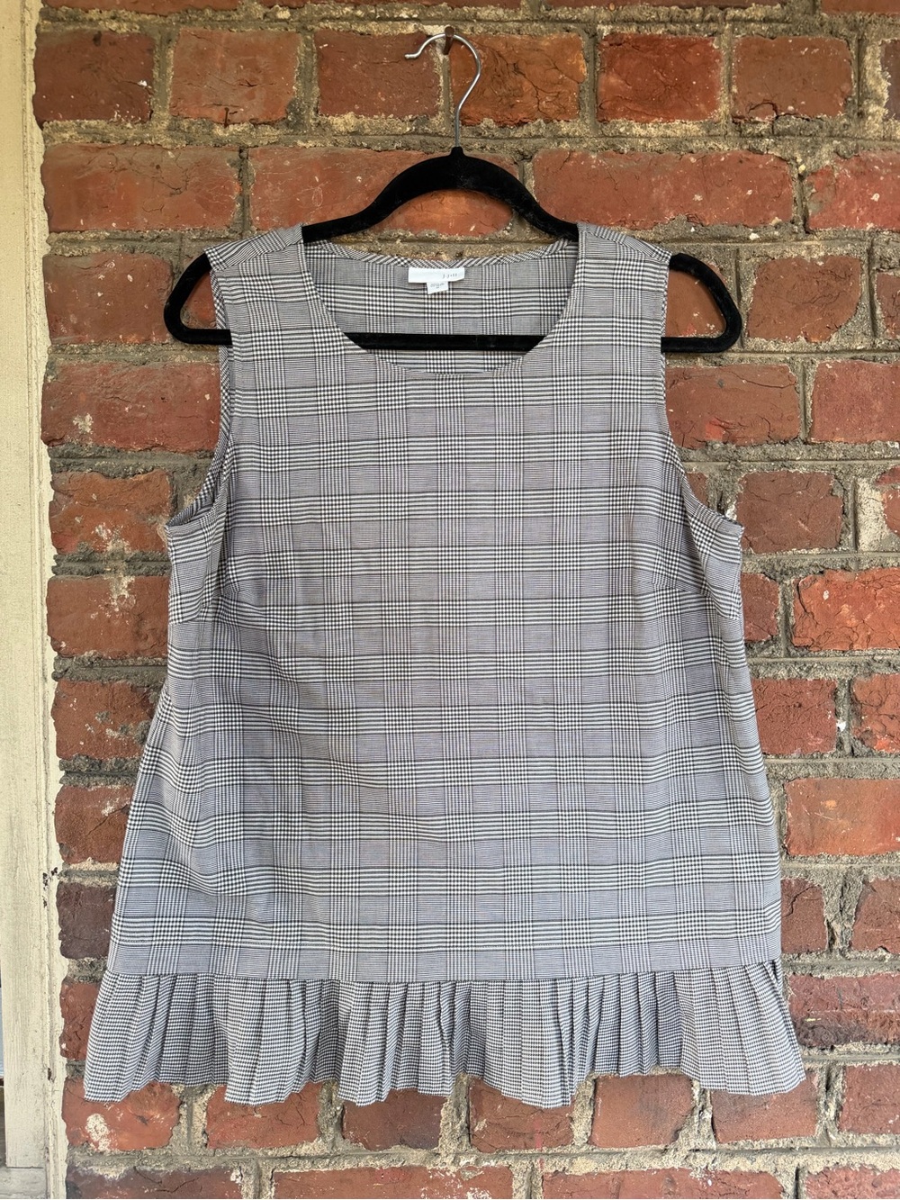 J. Jill Gingham Tank Top With Pleated Trim